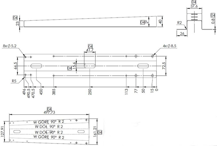 4x40 cm-es pótkocsi oldalmerevítők UNITRAILER MARTZ TEMARED pótkocsihoz