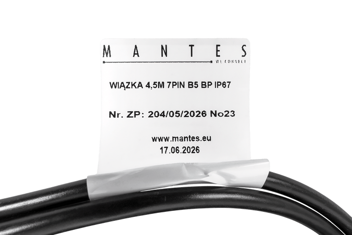 MANTES elektromos szerelés, csónak utánfutó kábelköteg 4,4 m, 7 tűs csatlakozó, 2x5 tűs bajonettzár
