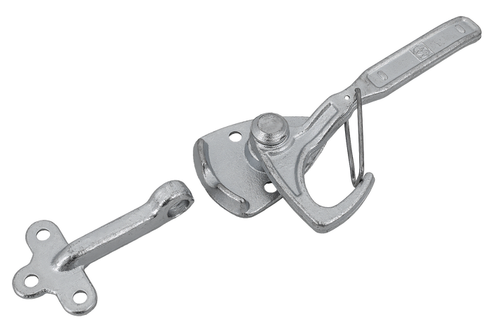 Bal oldali vonóhorog WINTERHOFF WV 20-L + WVG 20-A rögzítőelemekkel, teljes pótkocsi oldalsó zárral