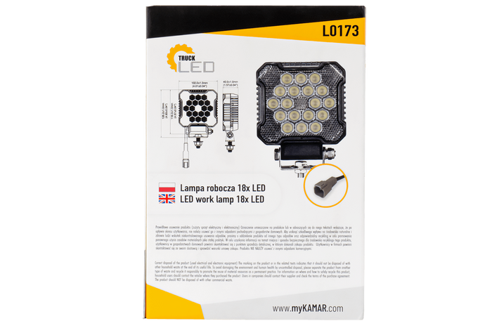 LED munkalámpa fényszóró TruckLED L0173 18xLED 2800lm DT csatlakozóval