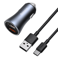 BASEUS Golden Pro 2xUSB 40W autós töltő szett + USB kábel