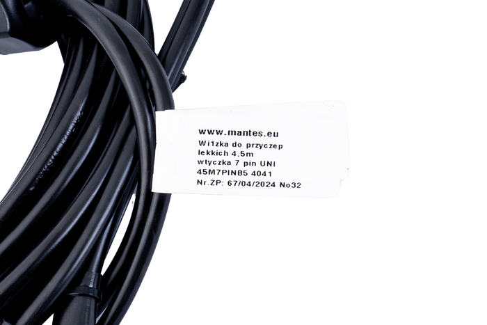 MANTES elektromos szerelési kábelköteg pótkocsihoz 4,5 m 7 tűs bajonett dugó 2x5 tűs