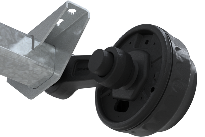 KNOTT VGB15M/MV fékezett tengely pótkocsihoz/autószállítóhoz 1500kg 1300mm 1770mm 5x112