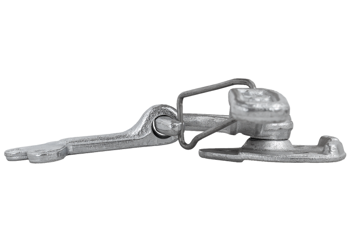 Bal oldali vonóhorog WINTERHOFF WV 10-L + WVG 10-A rögzítőelemekkel, teljes pótkocsi oldalsó zárral