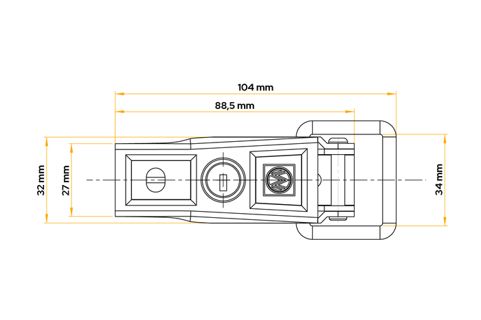 Két darabos WINTERHOFF BVS 60-1 pótkocsi oldalsó kampókészlet a pótkocsi oldalának kulccsal történő lezárásához