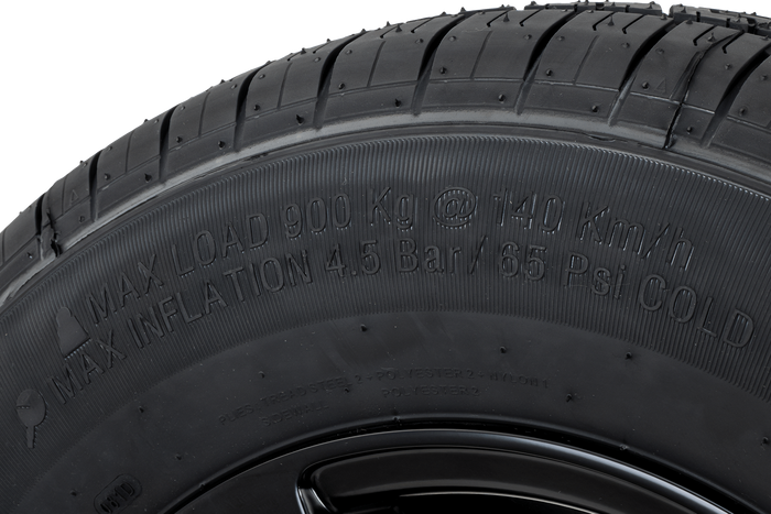 Erősített pótkocsi kerék KENDA GUMIABRONCS 185/80 R14C 104/102N ALUMÍNIUM FELNI STARCO fekete 5.5Jx14"H2 5x112 ET:30