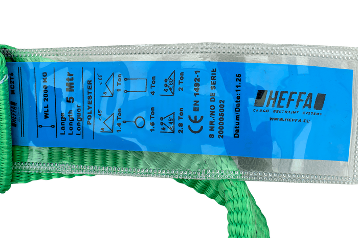 HEFFA daruheveder 5m/60mm/2t hurkokkal