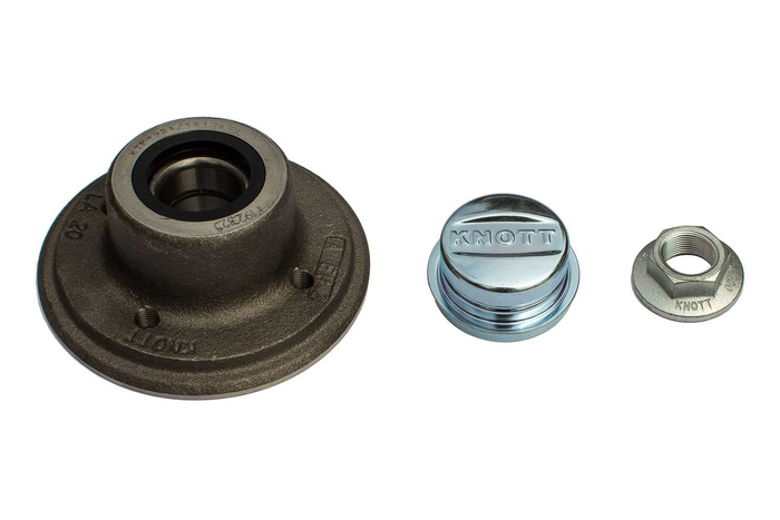 KNOTT 4x100 fékezetlen tengelyhez való csapágyazott agy, anya és fedél készlet