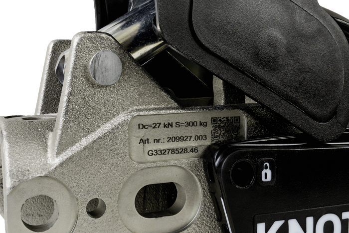 KNOTT KS30 gömbfejes vonóhorog stabilizátorral 3000 kg-os pótkocsihoz, 50 mm-es csővonórúddal