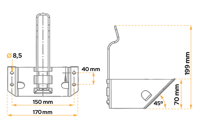 Kerékék rögzítőkonzollal AL-KO UK36 magasság: 161 mm
