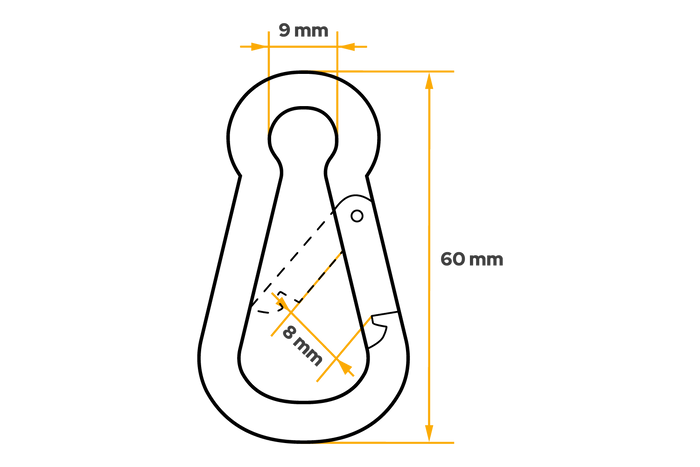 DROMET KSO.6.60 kötélkarabiner tűzoltó karabiner 6x60mm