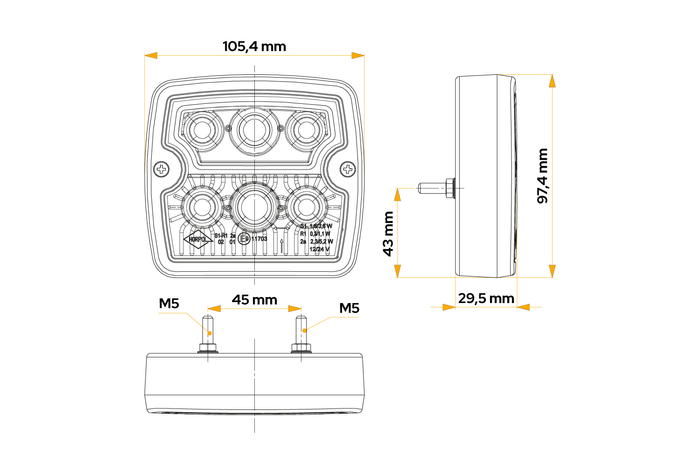 HORPOL LZD 967 LED hátsó lámpa 3 funkciós univerzális