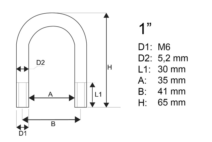 DROMET kerek bilincs anyákkal és alátétekkel M6 35/65
