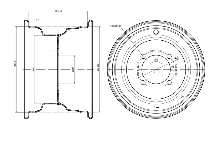 UNITRAILER acél felni fekete 5.5Ix8"H2 4x88 ET:-2