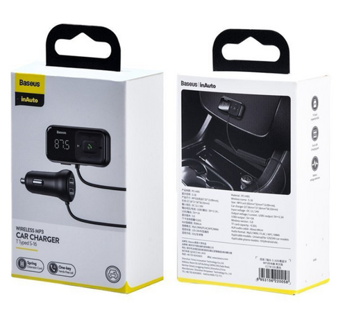 BASEUS T típusú S-16 FM adó bluetooth 5.0 MP3 + autós töltő 2x USB