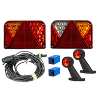 Lámpakészlet: DOBPLAST DPT35 LED hátsó lámpák + FRISTOM FT-009 LED oldalsó helyzetjelzők + MANTES 7m 7 tűs kábelköteg