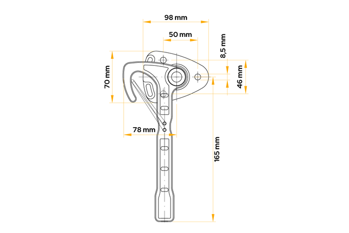 WINTERHOFF WV 20-L pótkocsi oldalsó horogzár bal oldalra