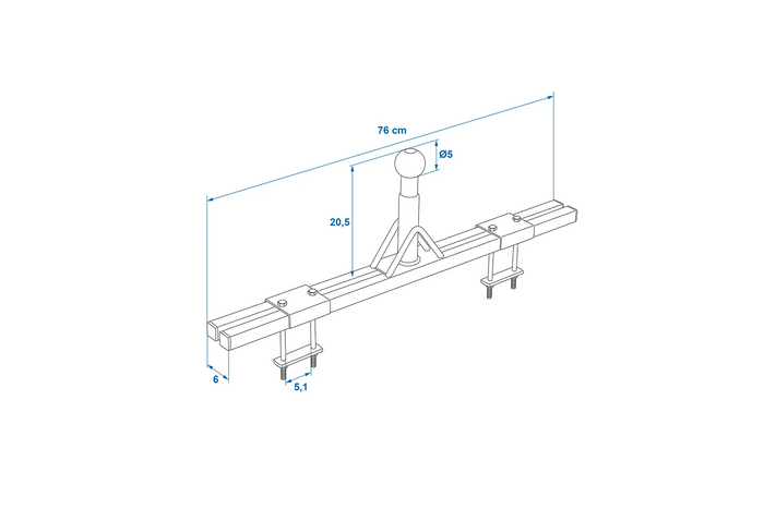 ProPlus 330238 vonóhorog kerékpártartó adapter 760 mm-es lakókocsi vonóhoroghoz