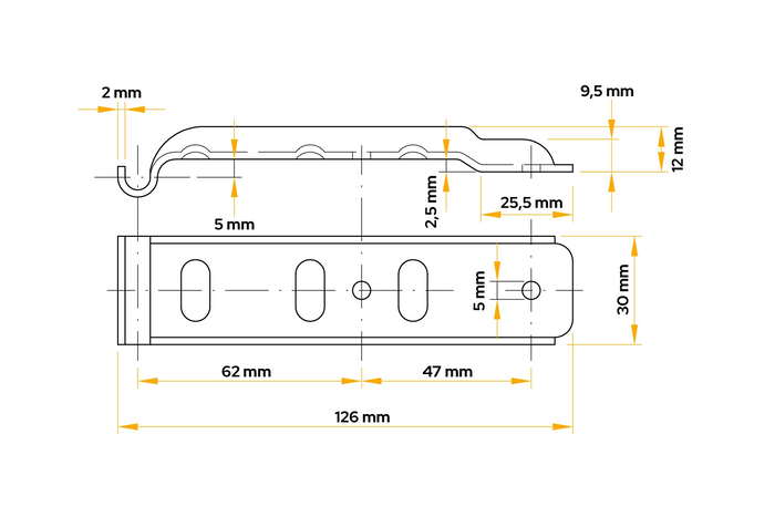Oldalsó vonóhorog csattal UNITRAILER BV 10-1+BVG 10-B komplett pótkocsi oldalsó zárral