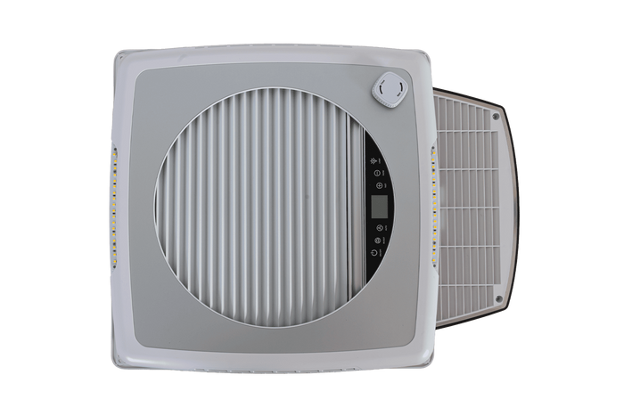 PUNDMANN PLUS automata tetőventilátor lakókocsihoz, világítással, rolós kivitelben 400×400 mm
