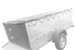 H-0 lapos alváz ponyvaborítással az UNITRAILER GARDEN TRAILER 230 KIPP pótkocsihoz