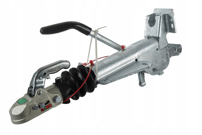 KNOTT KF27B ráfutószerkezet K27A vonóhoroggal 2700 kg-os pótkocsihoz, V-típusú vonórúddal és támasztókerék-konzollal