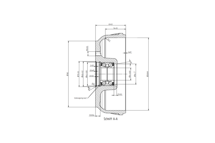 KNOTT fékdob csapággyal pótkocsi tengelyhez 1350kg 200x50 4x100