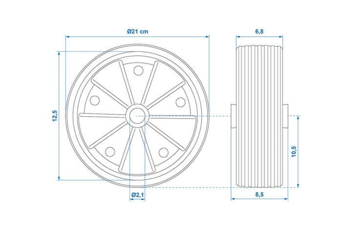 Pótkerék ProPlus 341549 tömör gumi támasztókerékhez 220x70mm