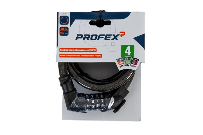 PROFEX 81613 kerékpárzár kombinációval, 180 cm hosszú