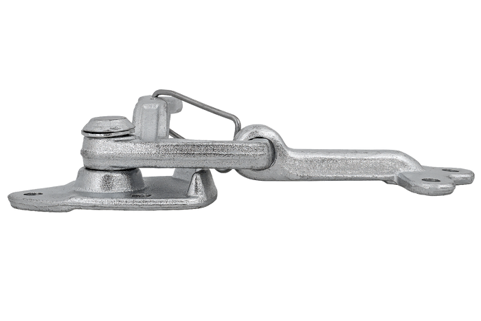 Bal oldali vonóhorog WINTERHOFF WV 20-L + WVG 20-A rögzítőelemekkel, teljes pótkocsi oldalsó zárral