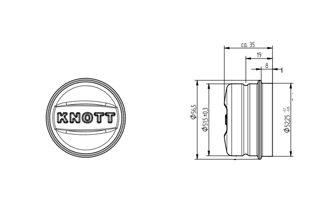 KNOTT 52,2 mm-es agycsapágy fedél pótkocsihoz