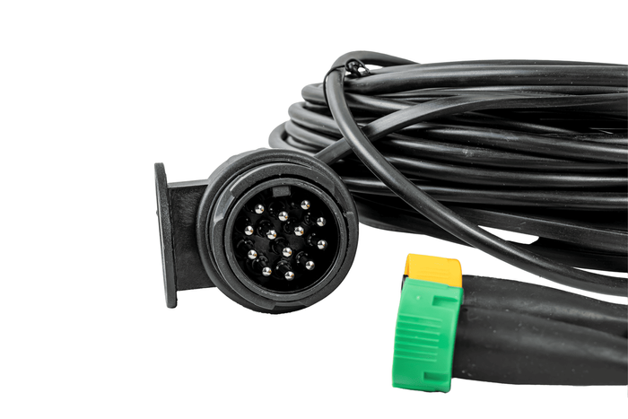 MANTES elektromos szerelés, utánfutó kábelköteg, 7 m, 13 tűs csatlakozó, 2x 5 tűs bajonettzár