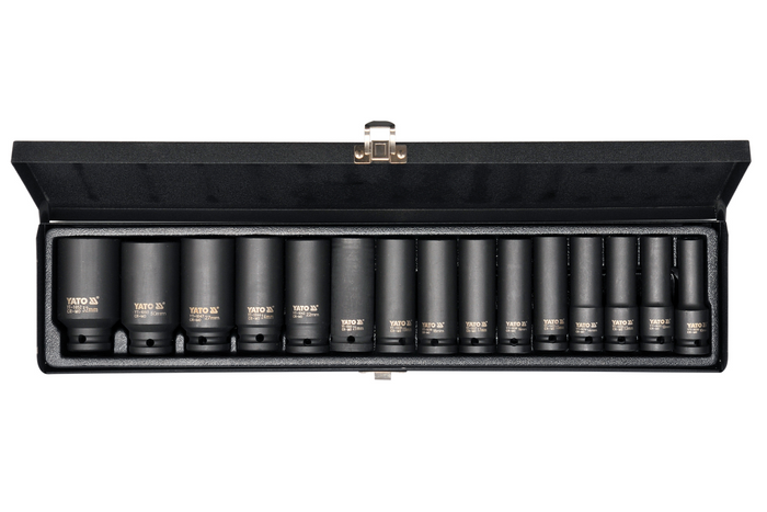 YATO YT-1055 hosszú dugókulcs készlet 1/2"-os dugókulcs készlet 15 db.