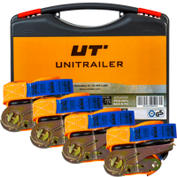 Négy darabos UNITRAILER 4m/25mm/0.68t narancssárga szállítószalag szett feszítővel, bőröndben