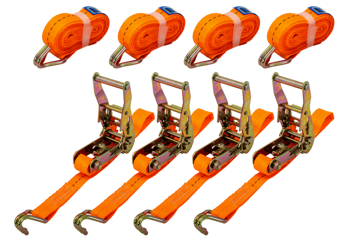 Négy darabos UNITRAILER 4m/25mm/1t szállítószalag-készlet feszítővel