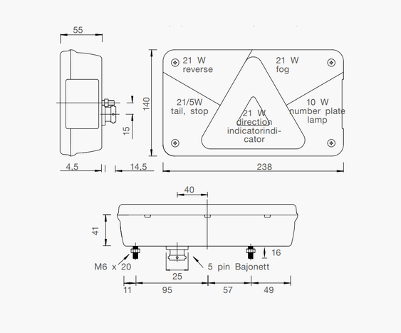ASPÖCK MULTIPOUNT V hátsó lámpa 5 funkciós jobb oldali