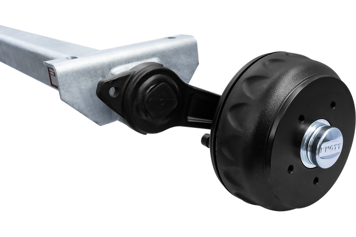 KNOTT VGB13 fékezett tengely pótkocsihoz/autószállítóhoz 1350kg 1300mm 1750mm 5x112