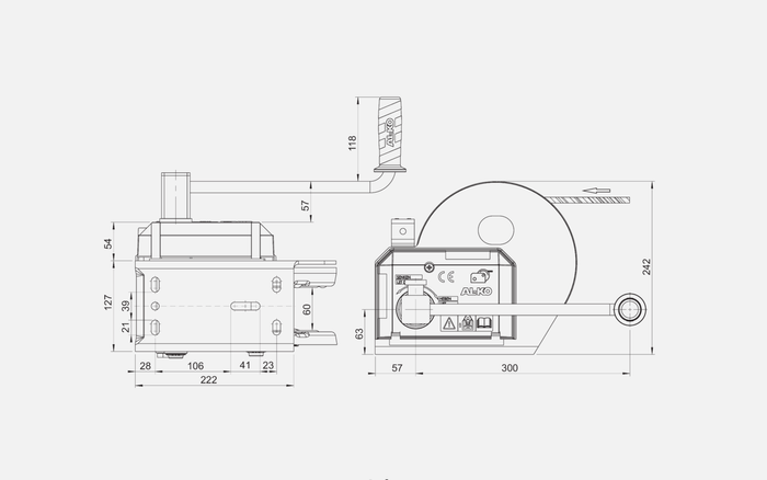 Kézi csörlő AL-KO 1150 kg-os utánfutóhoz fékkel és automatikus letekerccsel