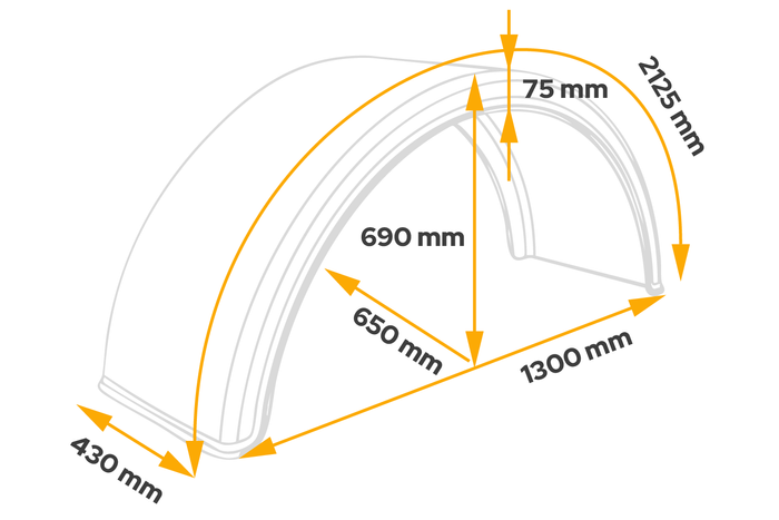 Sárvédő pótkocsihoz 19,5-24,5" DOMAR DK1680 kerékív 1300/430mm