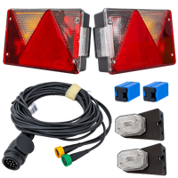 Lámpakészlet: ASPÖCK MULTIPOINT IV hátsó lámpák + ASPÖCK FLEXIPOINT I oldalsó helyzetjelző lámpák + MANTES 5,2 m-es 13 tűs kábelköteg