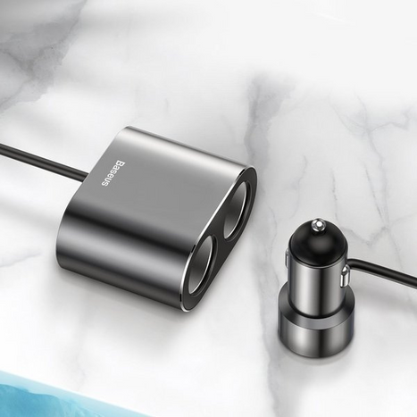 BASEUS Nagy Hatékonyságú Autós Töltő 2x USB + 2x Szivargyújtó Aljzat 80W