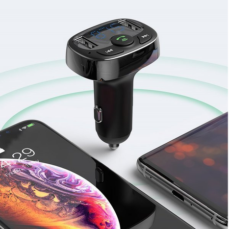 BASEUS T típusú FM adó bluetooth 4.2 MP3 + autós töltő 2x USB 3.4A