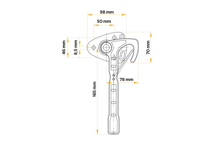 WINTERHOFF WV 20-R pótkocsi oldalsó horogzár jobb oldalra