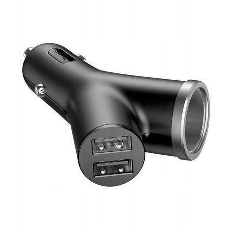 BASEUS Y típusú 2xUSB autós töltő, szivargyújtó aljzat 40W
