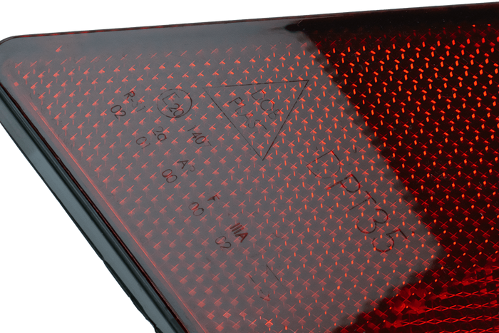 DOBPLAST DPT35 piros figyelmeztető háromszög fényvisszaverő 148 mm