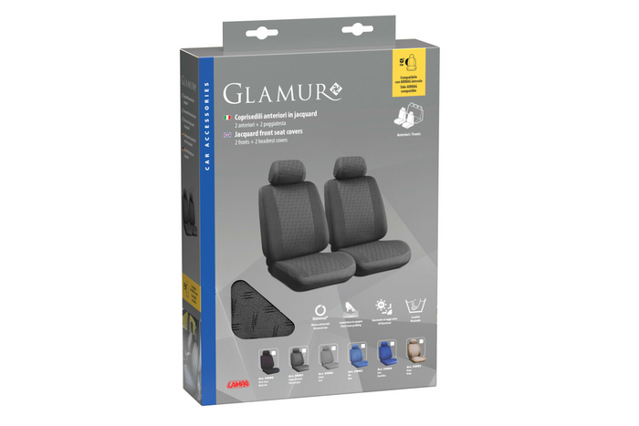 LAMPA Glamur antracit színű autósüléshuzat-szett, az első ülésekre