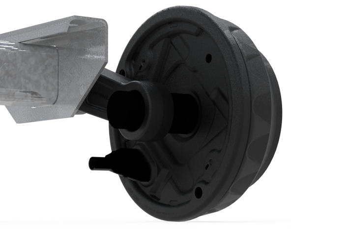 KNOTT VGB18MV fékezett tengely pótkocsihoz/autószállítóhoz 1800kg 1600mm 2070mm 5x112