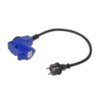 Adapter Schuko dugóval CEE derékszögű csatlakozóhoz + Schuko aljzathoz Proplus 373528 kábel 40cm