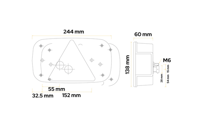 ASPÖCK MULTIPOINT III hátsó lámpa bajonettzárral, 8 tűs, 7 funkciós, jobb oldali