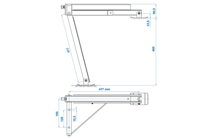 ProPlus 361510 kihúzható saroktámasz a pótkocsi jobb első/bal hátsó oldalára 600kg 460mm